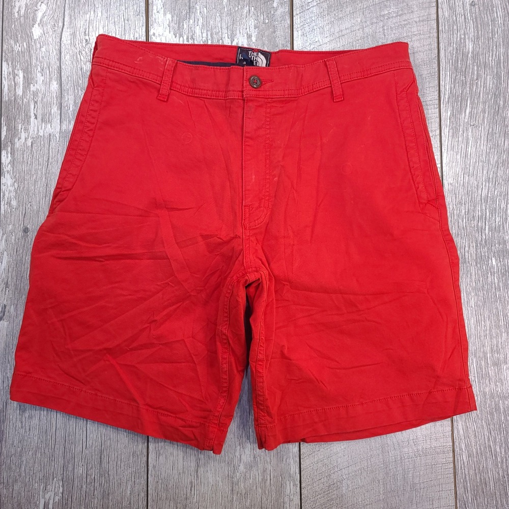 The North Face Shorts Mens 34 Red Chino Cotton Blend Hiking Travel Casual